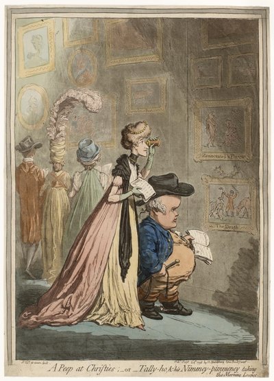 A Peep at Christies; or Tally-ho, and His Nimeney-Pimmeney Taking the Morning Lounge by James Gillray